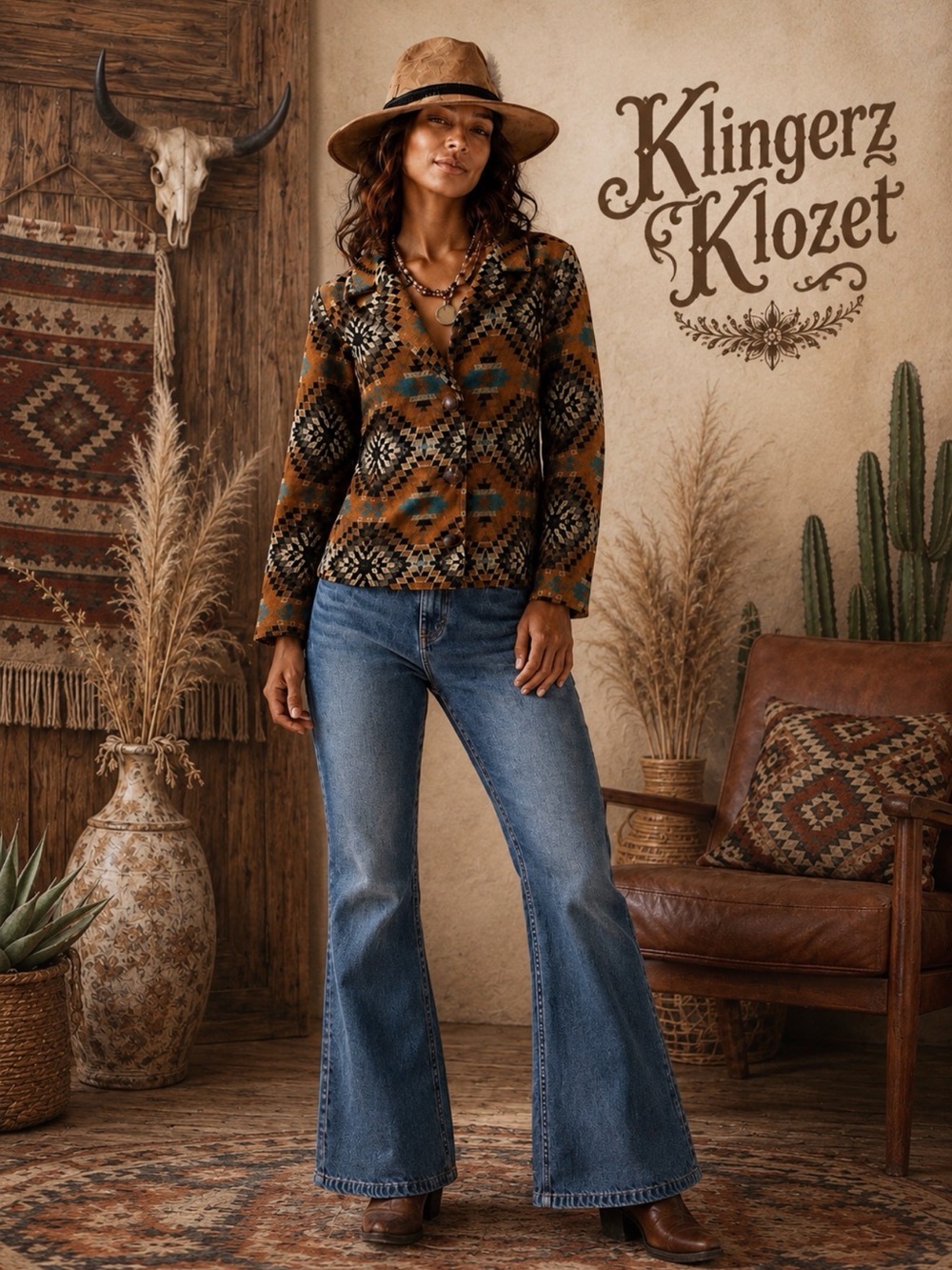 Southwestern wool blend Patterned Button up jacket by cotton and rye